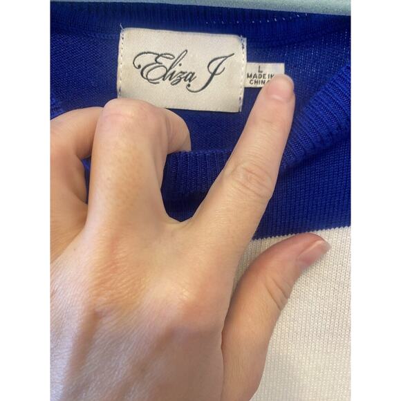 ELIZA J Dress Womens Large Pullover Knit Sweater Color Block Casual Office Work - Picture 8 of 10